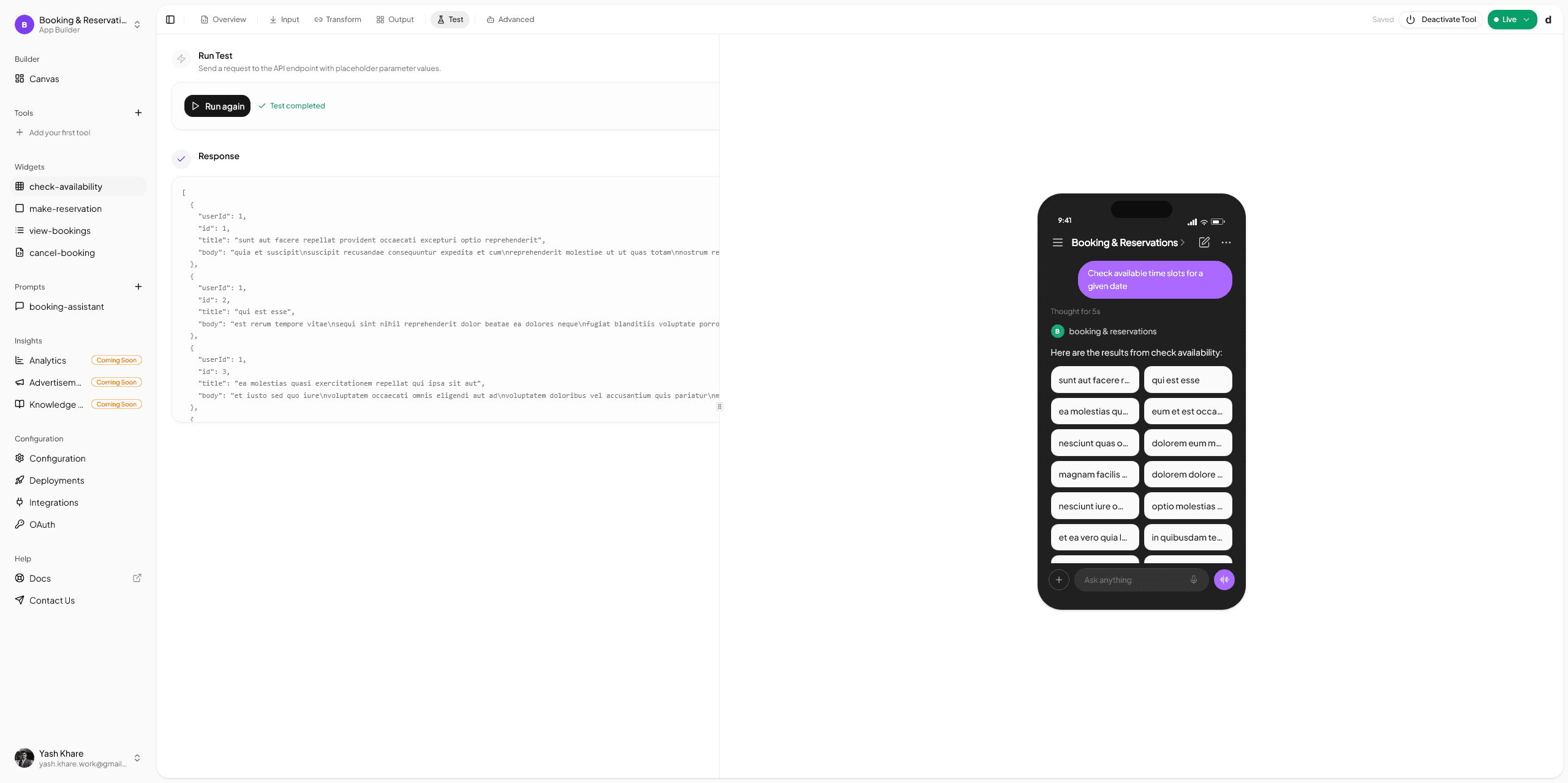 MCP Inspector showing search_pokemon tool invocation with results