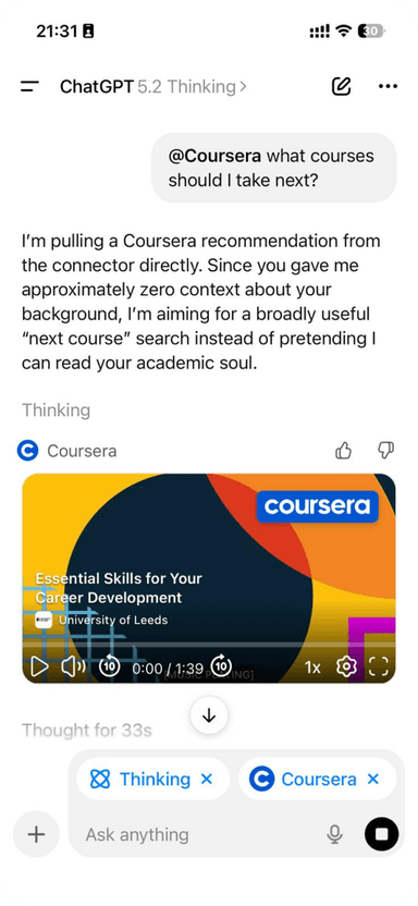 Learning workflow in chat